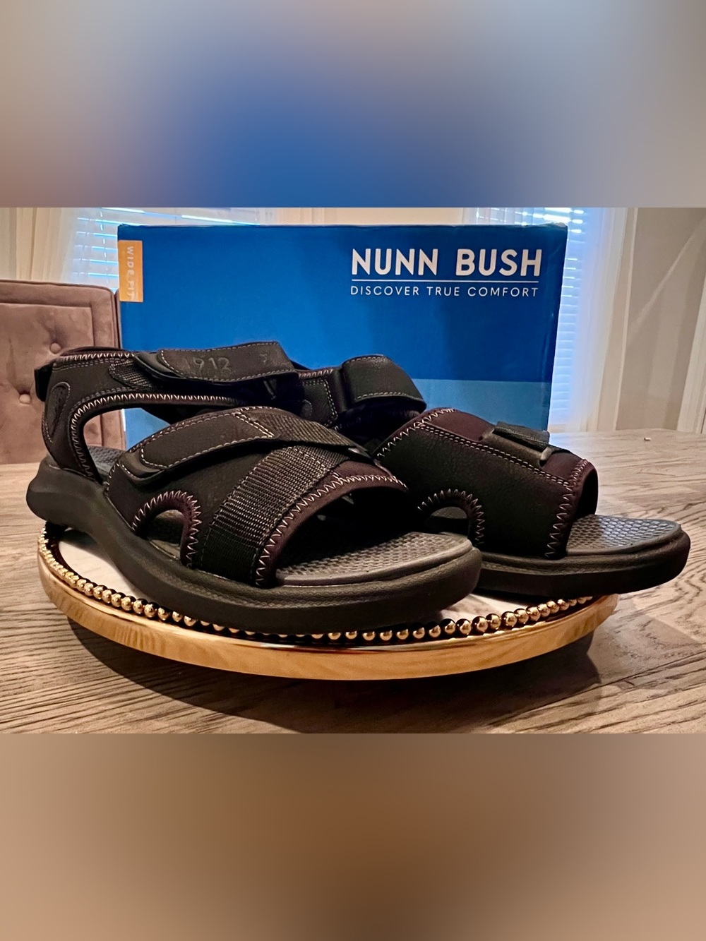 Nunn Bush Men’s Rio Vista Adjustable Strap Black Sandals | SZ. 9W (NWB)